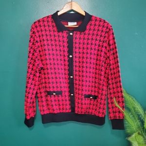 Vintage Alfred Dunner Houndstooth Sweater XL Red